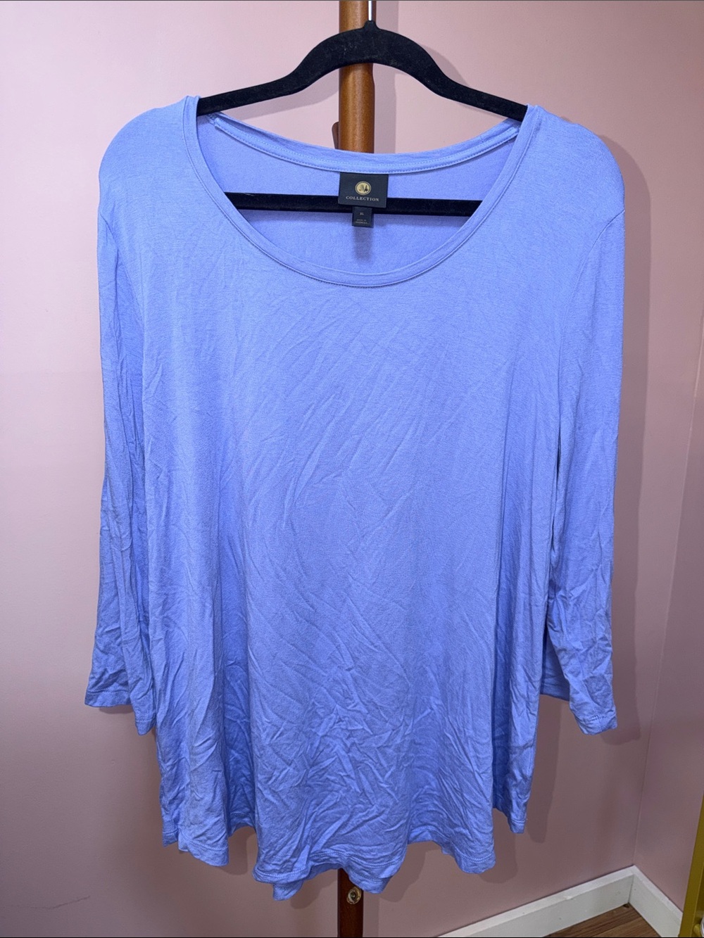JM Collection Periwinkle Scoop Neck Long Sleeve Tee